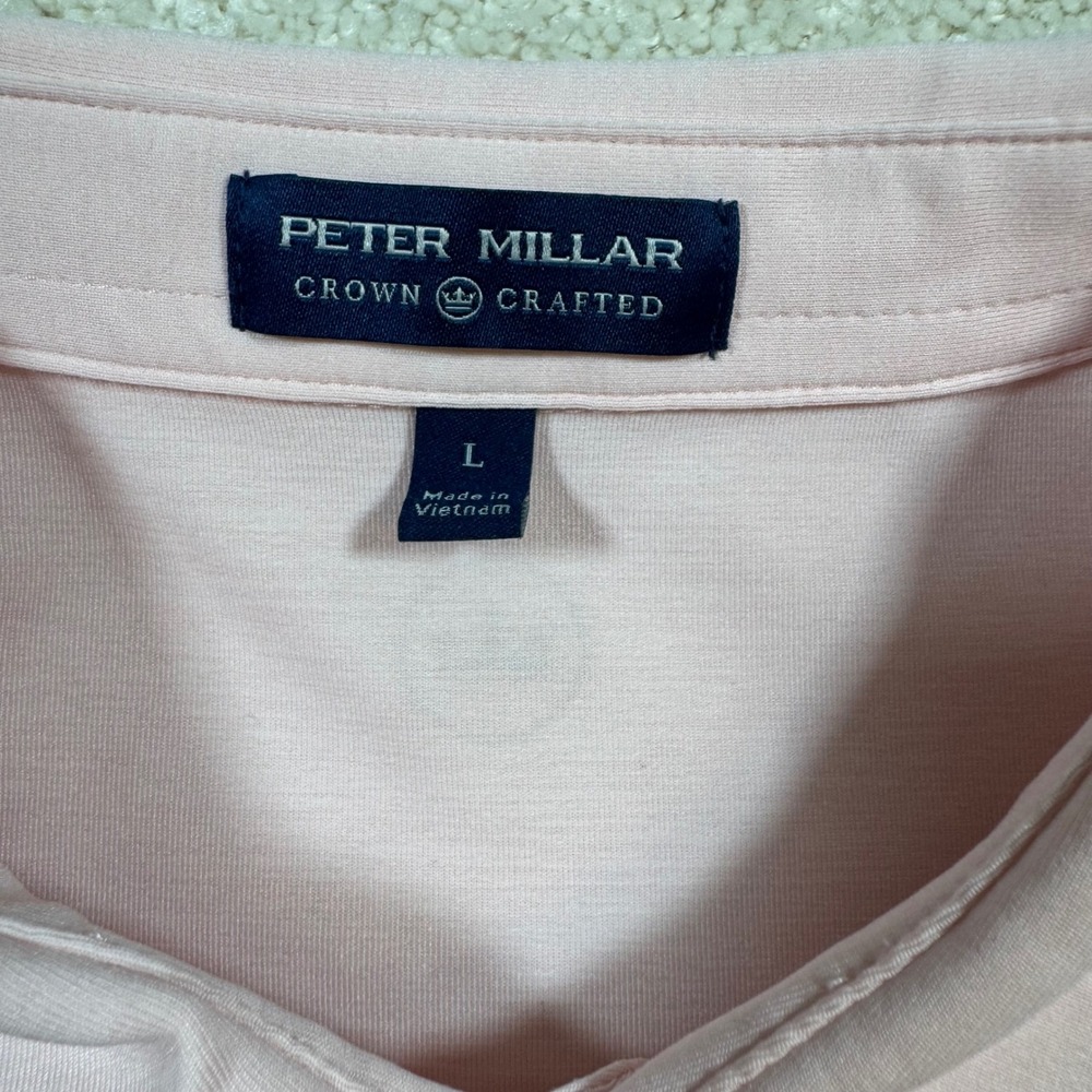 Peter Millar Polo Shirt Mens Large Pink Crown Crafted Performance Spandex - Picture 4 of 8